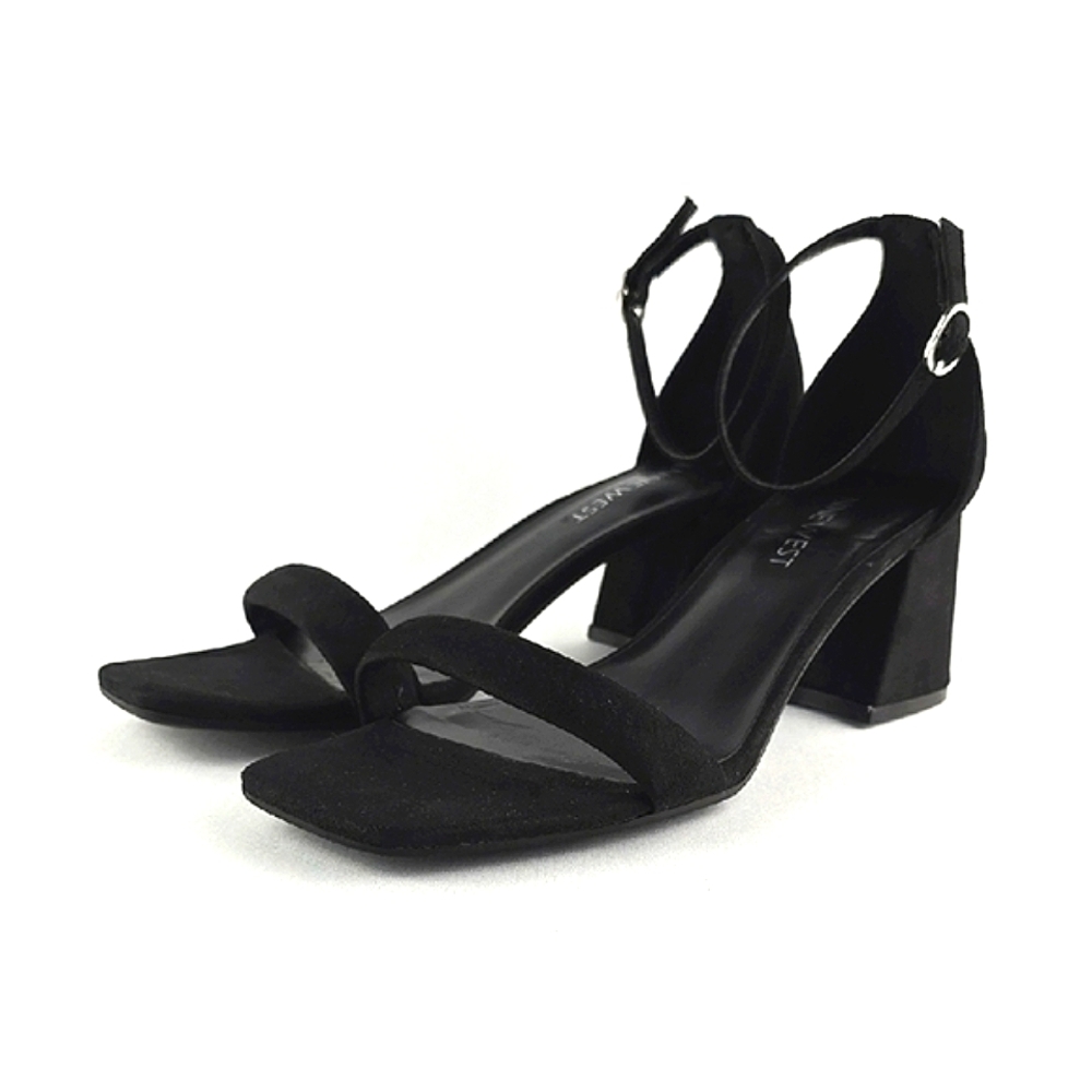 Nine West Women's Ankle Strap Square Toe Block Heel Sandals Black 7.5